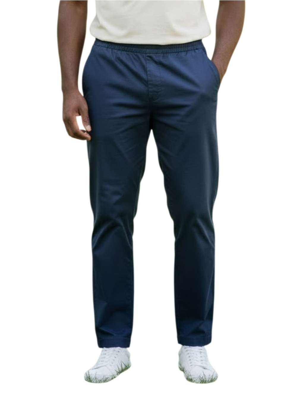 Mode of One Men's Pull-On Pants elasticized waistband, Navy Blue, Size Large